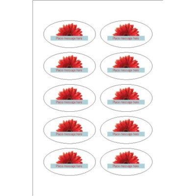 Red Daisy Oval Labels, 10 per 4 x 6 sheet