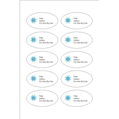 Blue Snowflake Oval Labels, 10 per 4 x 6 sheet
