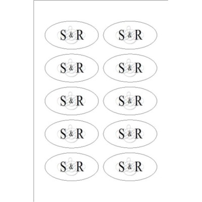Wedding Monogram Oval Labels, 10 per 4 x 6 sheet