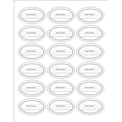 Modern Green Leaf Oval Labels, 18 per sheet
