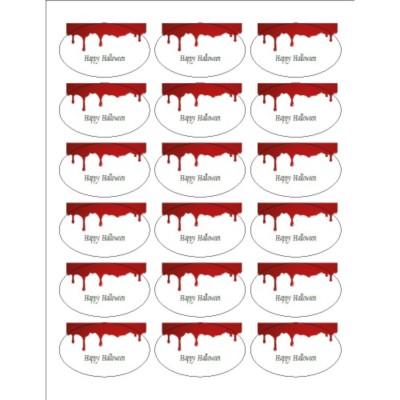 Halloween Dripping Blood Oval Labels, 18 per sheet