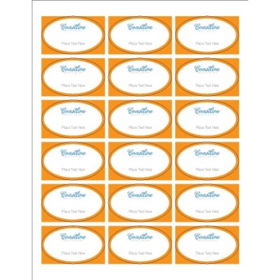 Simple Logo Orange Text Oval Labels, 18 per sheet