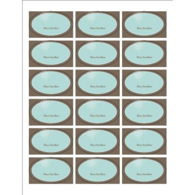 Turquoise and Brown Oval Labels, 18 per sheet
