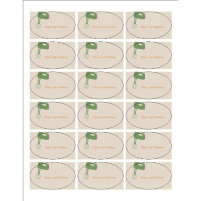 Kitchen Utensils Oval Labels, 18 per sheet