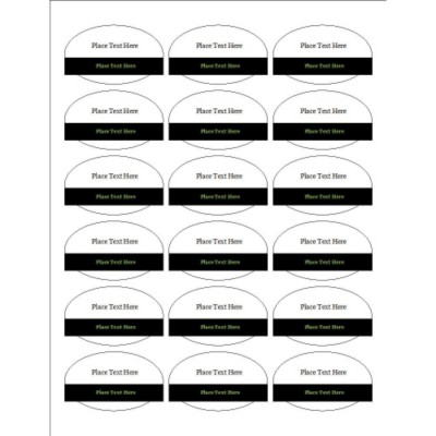 Simple Black Block Oval Labels, 18 per sheet
