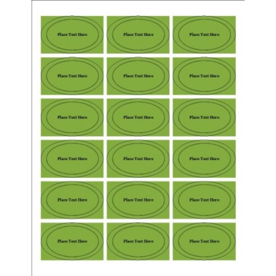 Green Background Oval Labels, 18 per sheet