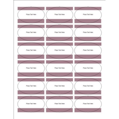 Mauve Bars Design Oval Labels, 18 per sheet