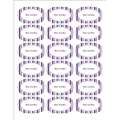 Classic Purple Stripes Oval Labels, 18 per sheet