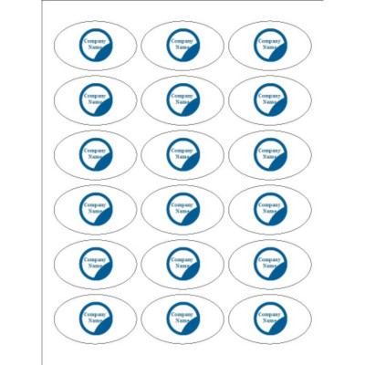 Blue Circle Design Oval Labels, 18 per sheet