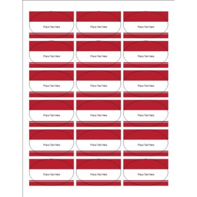 Red Bars Oval Labels, 18 per sheet