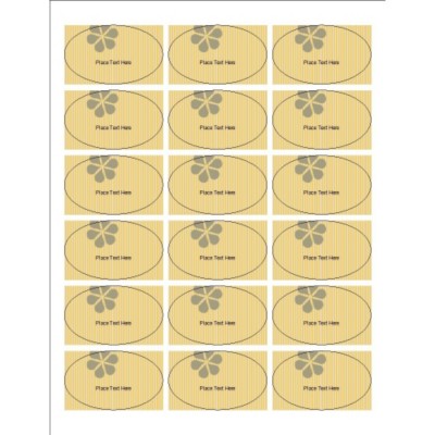 Beige Background with Ribbon Design, Oval Labels, 18 per sheet