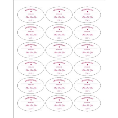 Valentine's Day with Love Print-to-the-Edge Oval Labels, 18 per sheet