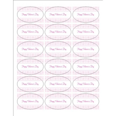 Valentine's Day Toile Design Print-ti-the-Edge Oval Labels, 18 per sheet