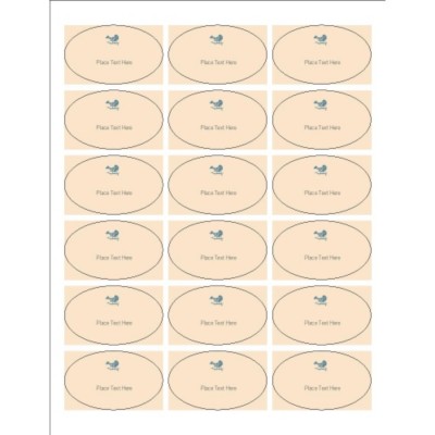 Blue Bird Design Oval Labels, 18 per sheet