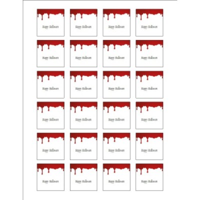 Halloween Dripping Blood Square Labels, 24 per sheet