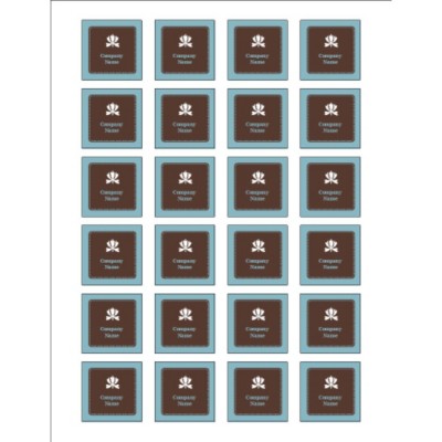 Classic Teal and Brown Square Labels, 24 per sheet