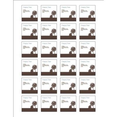 Brown Tree Print to the Edge Square Labels 1 1/2 inch, 24 per sheet