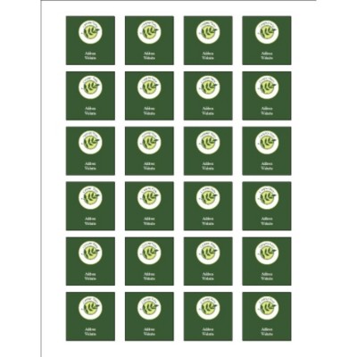 Green Sprig with Background Square Labels, 1.5" x 1.5"