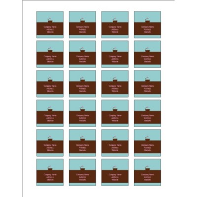 Turquoise with Brown Block Square Labels, 1.5