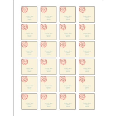 Pink Flower Burst Print-to-the-Edge Square Labels, 24 per sheet