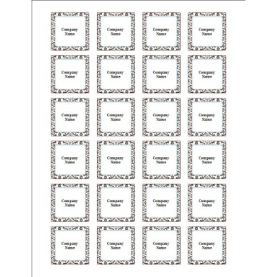 Classic Teal and Brown Pattern Square Labels, 24 per sheet