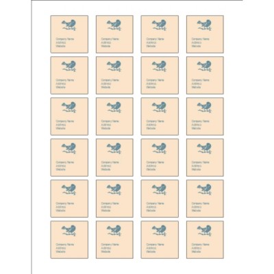 Blue Bird Design Square Labels, 1.5" x 1.5"