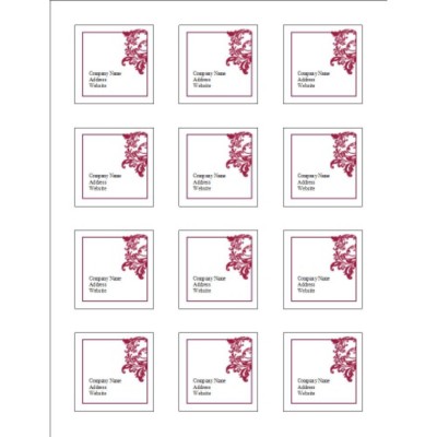 Elegant Flourish Print to the Edge Square Labels 2 inch, 12 per sheet