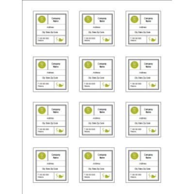 Modern Green Leaf Print to the Edge Square Labels 2 inch, 12 per sheet