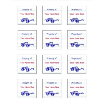 Notebook Sketches Square Label , 12 per sheet