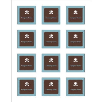 Classic Teal and Brown Square Labels, 12 per sheet
