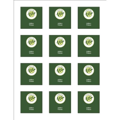 Green Sprig with Background Square Labels, 2.0" x 2.0"