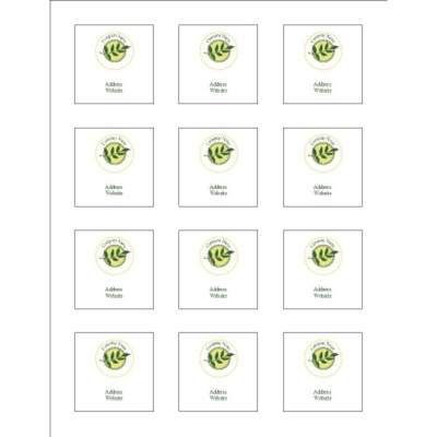 Green Sprig Square Labels, 2.0" x 2.0"