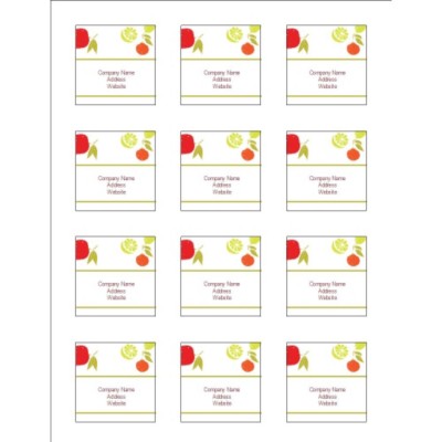 Fruits Design Square Labels, 2.0" x 2.0"