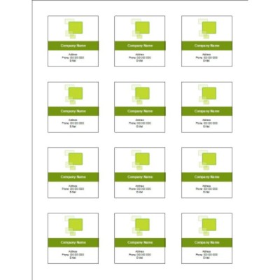 Green Squares Print to the Edge Square Labels 2 inch, 12 per sheet