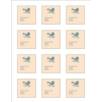 Blue Bird Design Square Labels, 2.0" x 2.0"