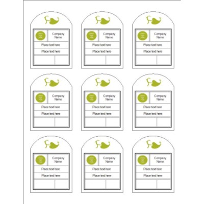 Modern Green Leaf Print to the Edge Arched Labels, 9 per sheet