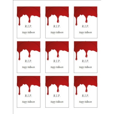 Halloween Dripping Blood Arched Labels, 9 per sheet