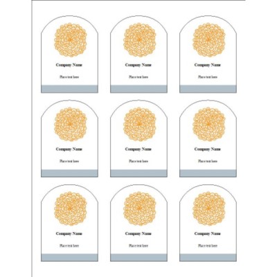 Orange Flower Print to the Edge Arched Labels, 9 per sheet