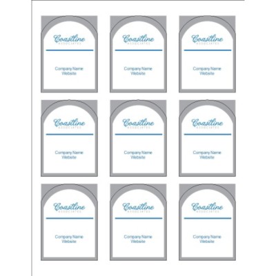 Simple Logo Blue text Arched Labels, 9 per sheet
