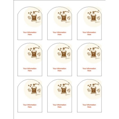 Coffee Grinder Arched Labels, 9 per sheet