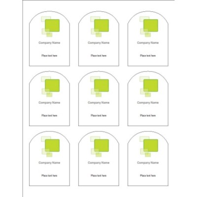 Green Squares Print to the Edge Arched Labels, 9 per sheet