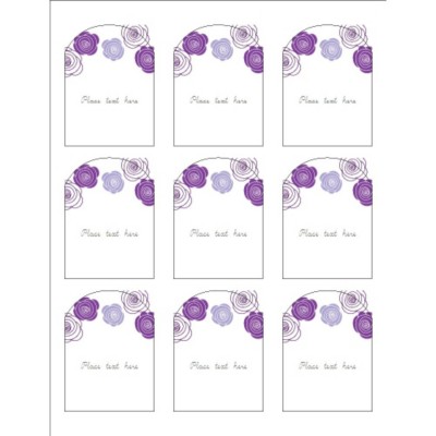 Elegant Purple Roses Arched Labels, 9 per sheet