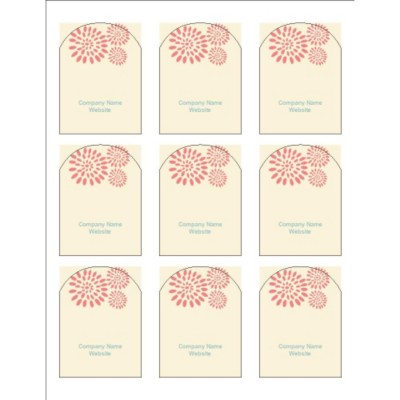 Pink Flower Burst Print-to-the-Edge Arched Labels, 9 per sheet
