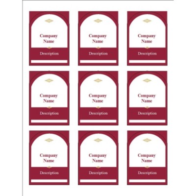 Burgundy Border Arched Labels, 9 per sheet