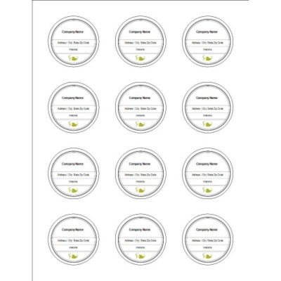 Modern Green Leaf Print to the Edge Round Labels, 12 per sheet