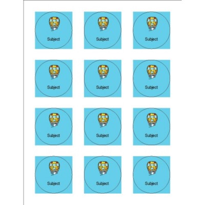 Chubby Bus Round Labels, 12 per sheet