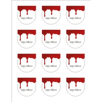 Halloween Dripping Blood Print-to-the-Edge Round Labels , 12 per sheet