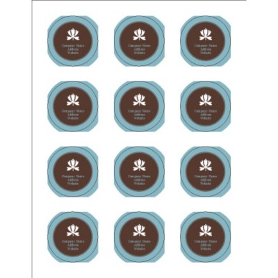 Classic Teal and Brown Print-to-the-Edge Round Labels, 12 per sheet