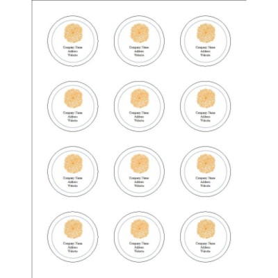 Orange Flower Print to the Edge Round Labels, 12 per sheet