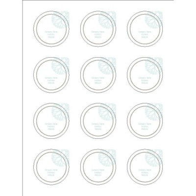 Turquoise Flowers with Brown 2" Round Labels, 12 per sheet